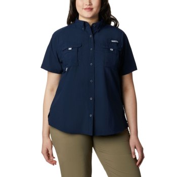 Columbia Overhemd Dames, PFG Bahama Short Sleeve Plus Size Donkerblauw, 69XNOLJEU